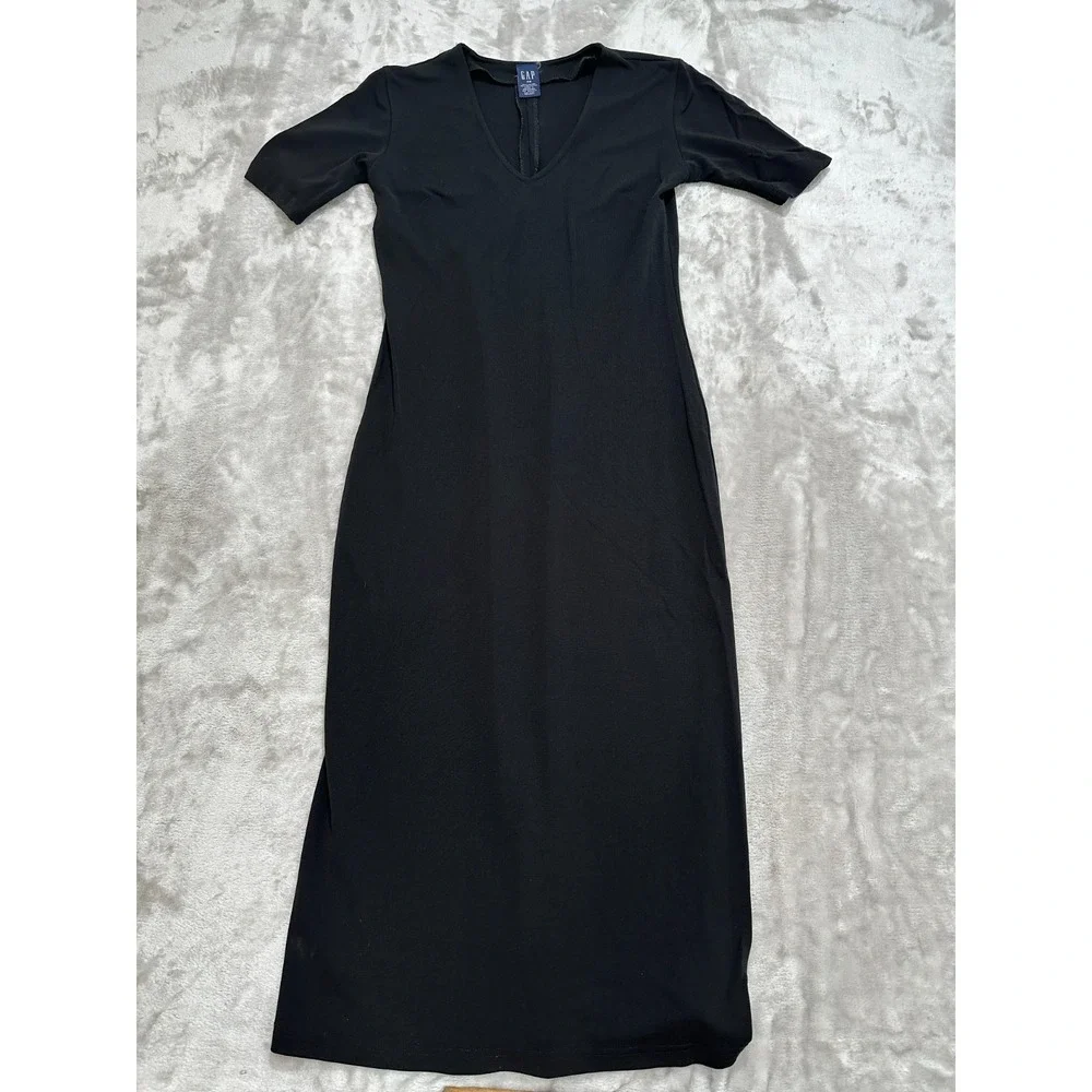 Gap Pencil Dress Women's Size XS Black 1/2 Sleeve Knee Length‎ Gauze Fabric EUC